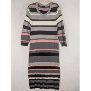 Torrid Sweater Dress Women's 1 Grey Black Pink Striped Ribbed Knit Midi Dress